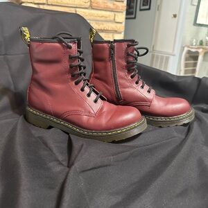 Dr. Martens Wine Red Leather Delaney Boots